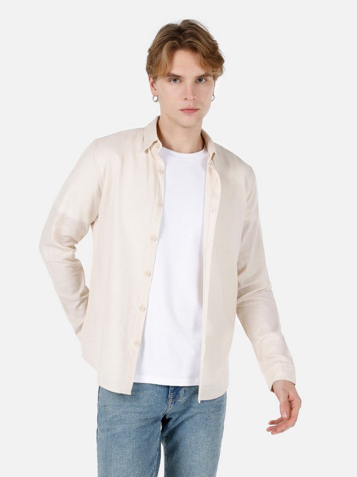 Colins Shirtkleid Colins Slim Fit Shirt Neck Unifarbenes Herren Langarmhemd von Colins