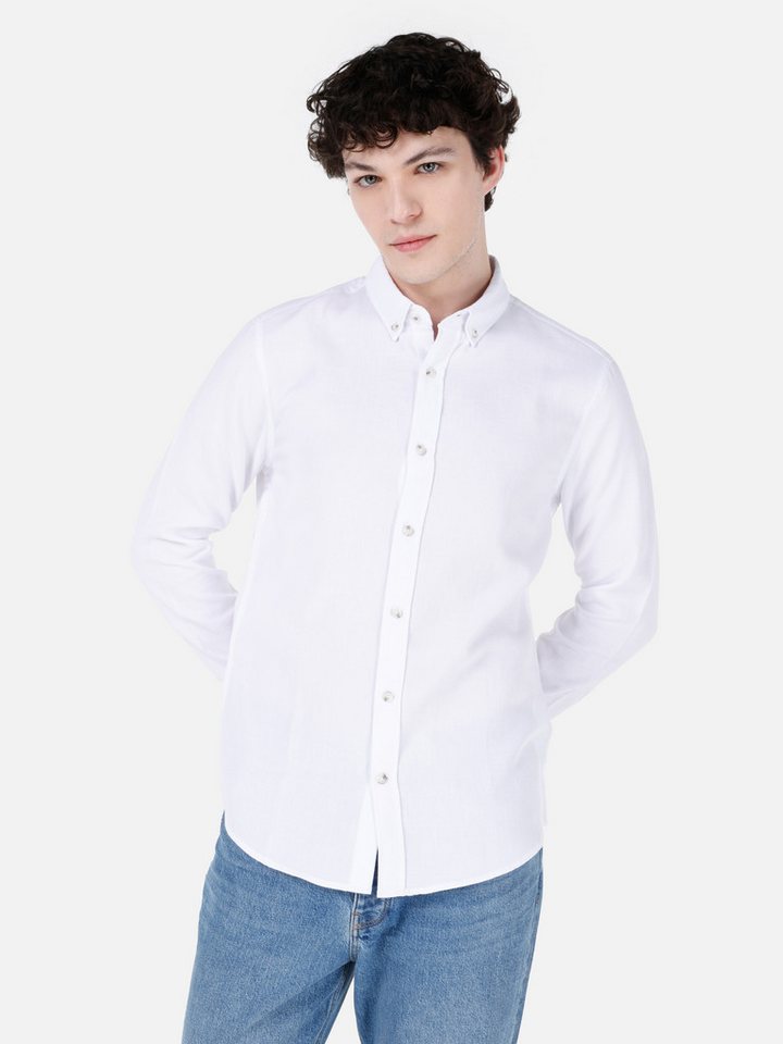 Colins Shirtkleid Colins Slim Fit Shirt Neck Unifarbenes Herren Langarmhemd von Colins