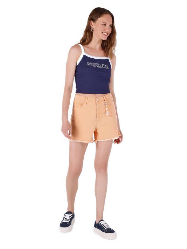 Colins Shorts Colins Mom Short High Waist Damen Jeansshorts in Hellorange von Colins