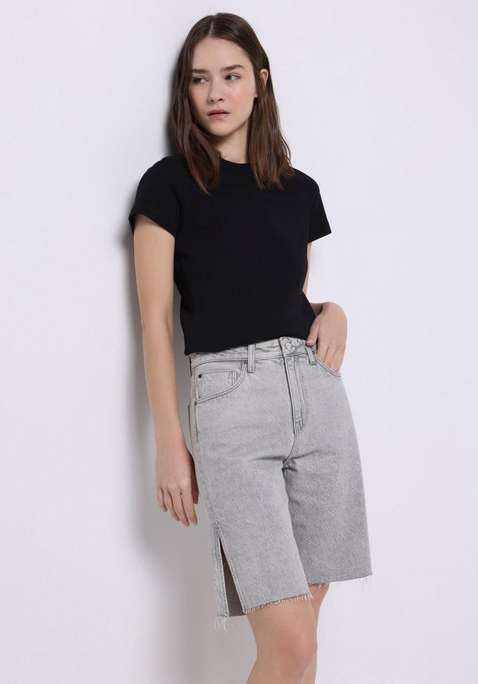 Colins Shorts Colins Regular Fit High Waist Plain Damen Graue Jeansshorts von Colins