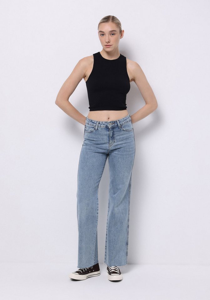 Colins Shorts Colins Regular Fit High Waist Wide Leg Damenjeans in dunklem Indigobla von Colins