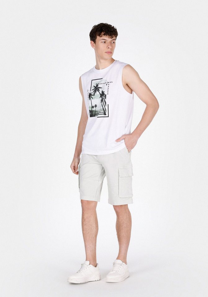 Colins Shorts Colins Regular Fit Mid Waist Plain Herren Shorts in Stein von Colins