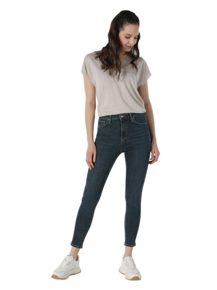 Colins Shorts Colins Skinny Fit High Waist Skinny Leg Damen Blaue Jeans von Colins