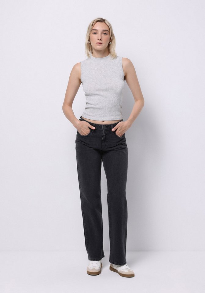 Colins Shorts Colins Straight Fit Mid Waist Full Leg Schwarze Damenjeans von Colins