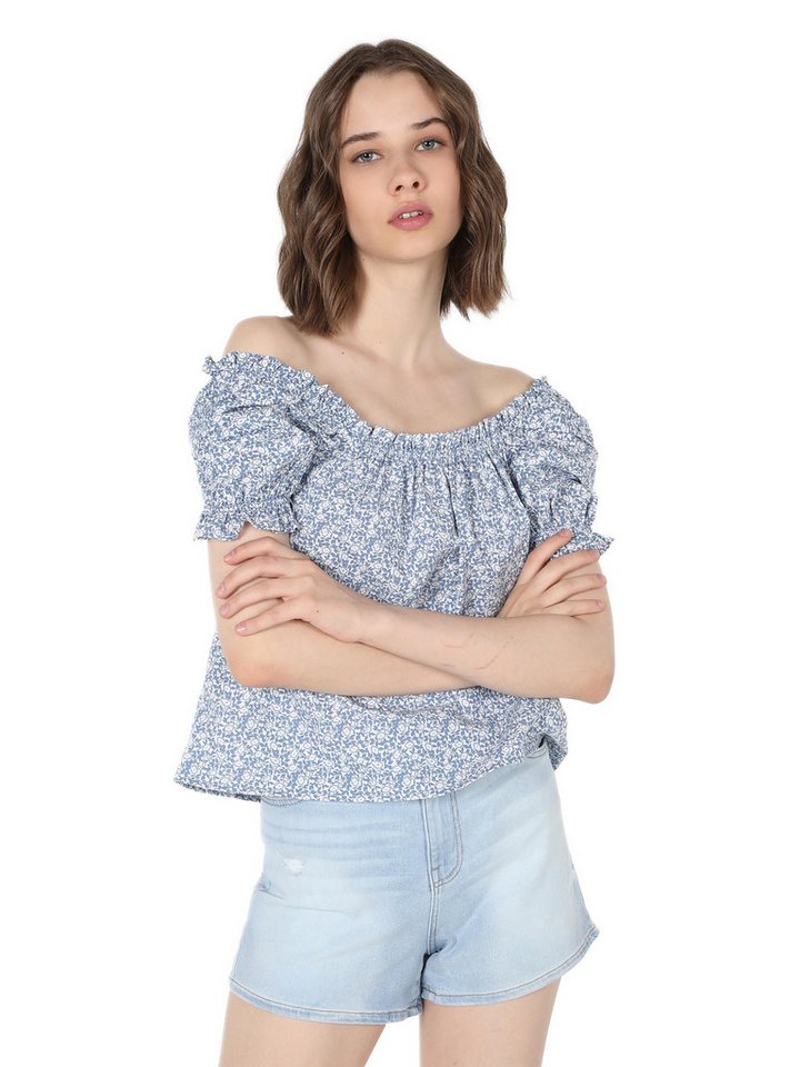 Colins Stillshirt Colins Regular Fit Damenhemd mit quadratischem Kragen und Blumenmuster von Colins