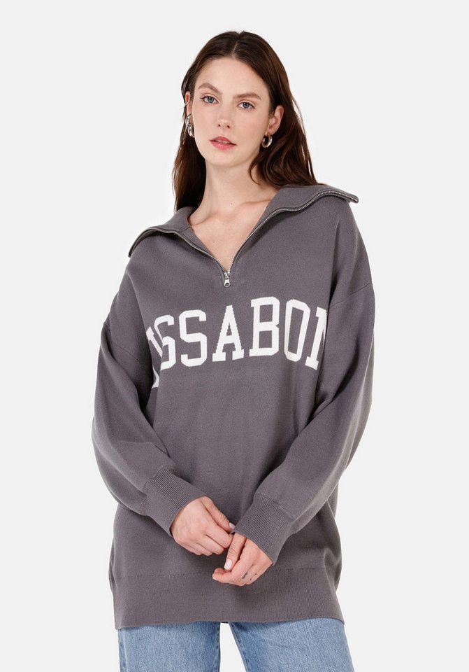 Colins Streifenpullover Colins Comfort Fit Damenpullover mit Reißverschluss in Grau von Colins