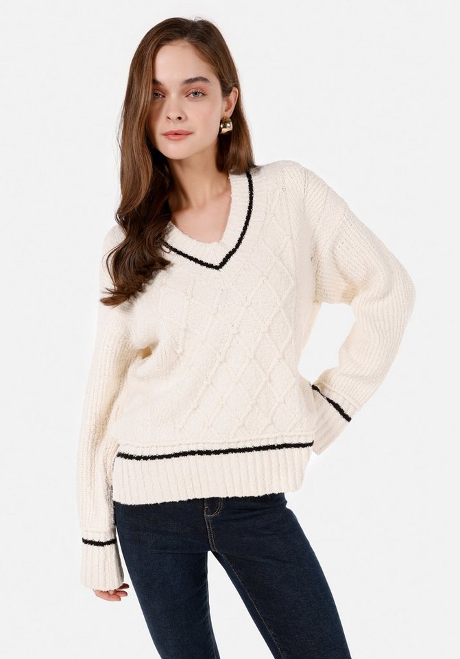 Colins Streifenpullover Colins Comfort Fit V-Ausschnitt Damenpullover von Colins