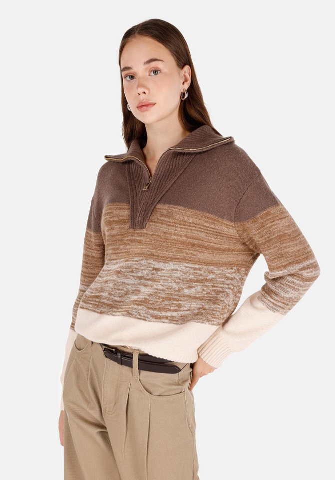 Colins Streifenpullover Colins Regular Fit Damenpullover mit Reißverschluss Colins Streifenpullover Colins Regular Fit Damenpullover mit Reißverschluss von Colins