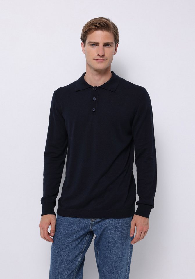 Colins Streifenpullover Colins Regular Fit Polokragen Jacquard Herren Anthrazit Pullover von Colins