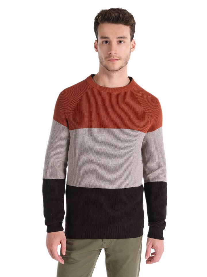 Colins Streifenpullover Colins Regular Fit Rundhals-Jacquard-Herrenpullover – heben Sie Ihren von Colins