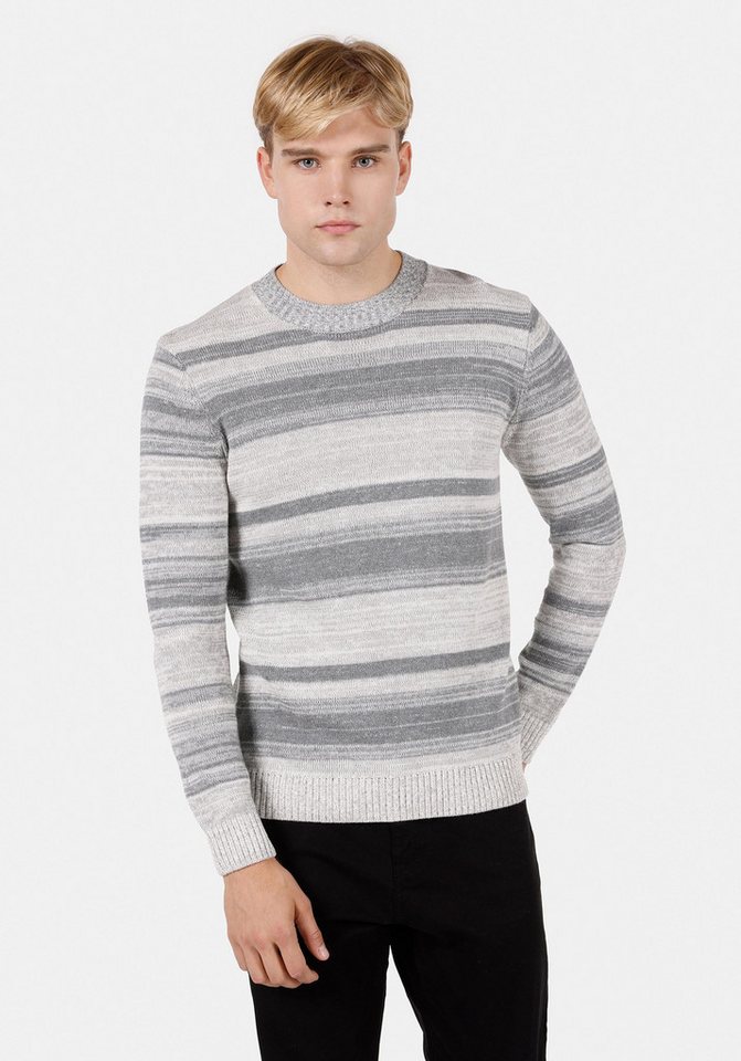 Colins Streifenpullover Colins Regular Fit Rundhals-Jacquard-Herrenpullover in Grau Colins Streifenpullover Colins Regular Fit Rundhals-Jacquard-Herrenpullover in Grau von Colins