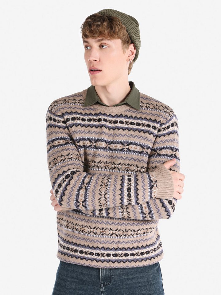 Colins Streifenpullover Colins Regular Fit Rundhals-Jacquard-Herrenpullover in Grautönen, Komb von Colins