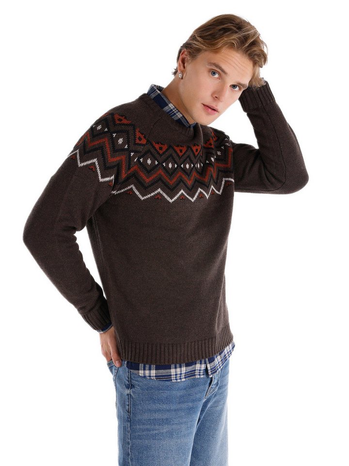 Colins Streifenpullover Colins Regular Fit Rundhals-Jacquard-Herrenpullover Colins Streifenpullover Colins Regular Fit Rundhals-Jacquard-Herrenpullover von Colins