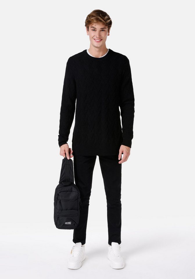 Colins Streifenpullover Colins Regular Fit Rundhals-Jacquard-Herrenpullover von Colins