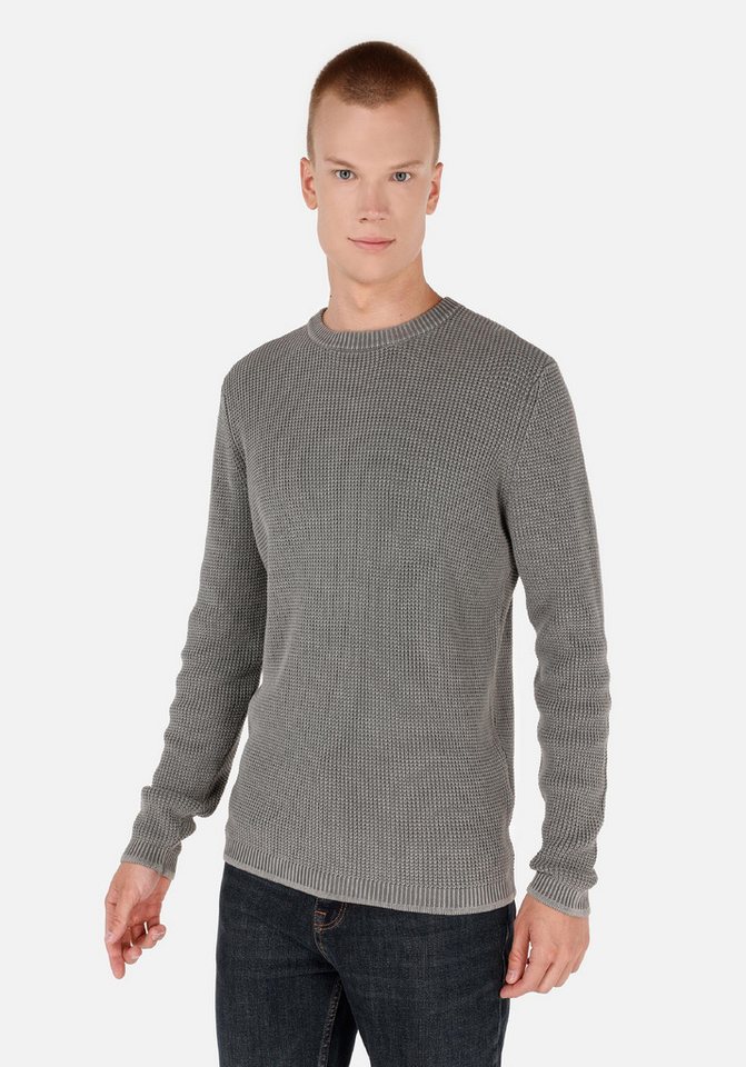Colins Streifenpullover Colins Regular Fit Rundhals-Jacquard-Pullover für Herren in Anthrazit von Colins
