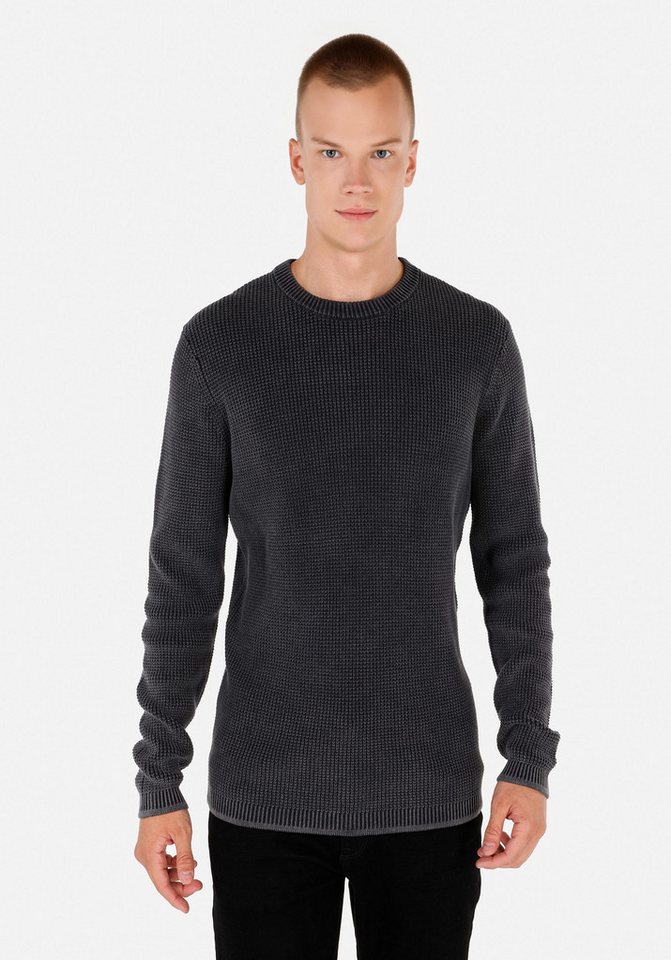 Colins Streifenpullover Colins Regular Fit Rundhals-Jacquard-Pullover für Herren in Anthrazit von Colins