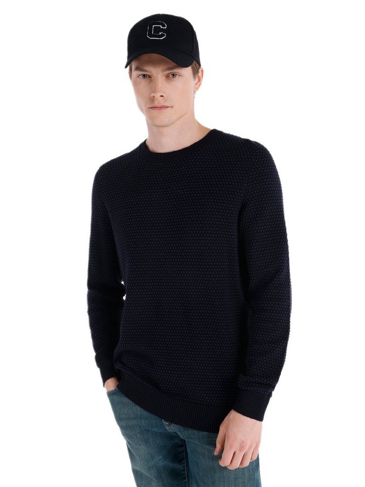 Colins Streifenpullover Colins Regular Fit Rundhals-Jacquard-Pullover für Herren in Anthrazit von Colins