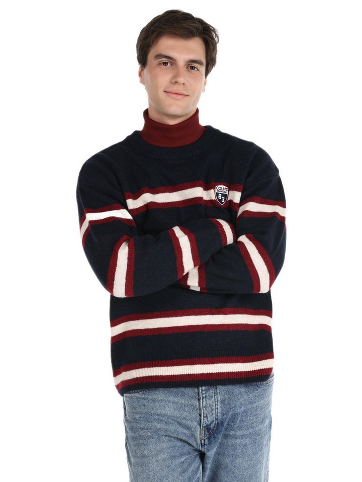 Colins Streifenpullover Colins Regular Fit Rundhals-Pullover für Herren mit Aufdruck von Colins