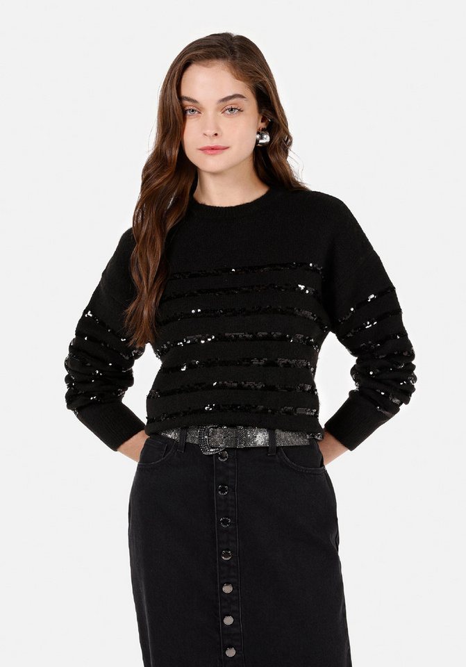 Colins Streifenpullover Colins Regular Fit Rundhalspullover für Damen, Schwarz-Weiß gestreift von Colins