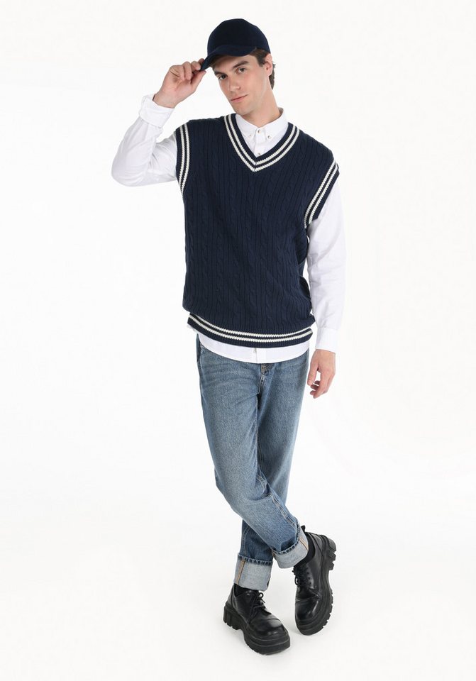 Colins Streifenpullover Colins Regular Fit V-Ausschnitt Jacquard Herrenpullover von Colins