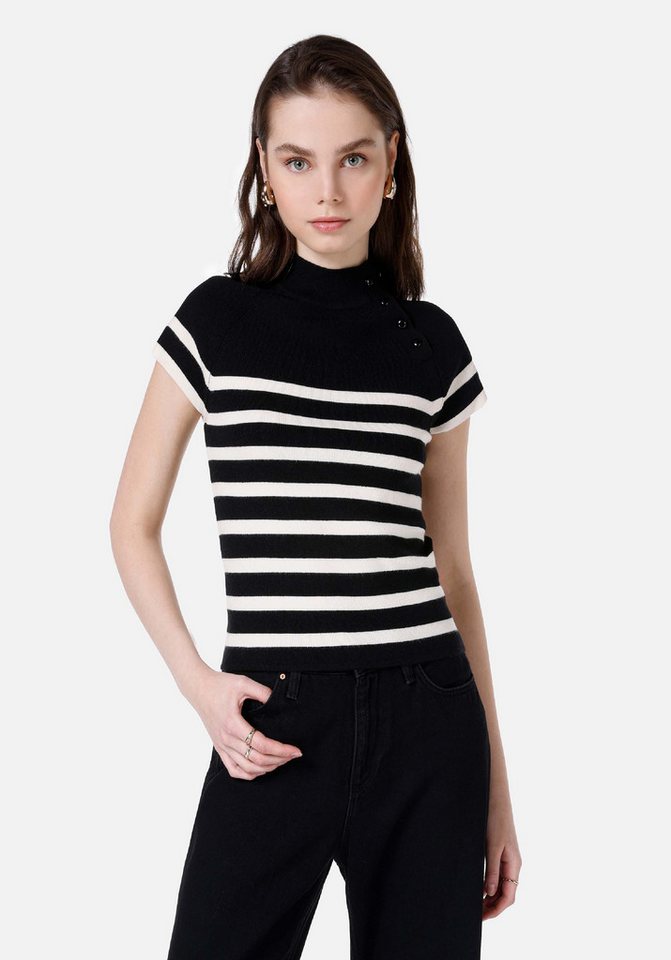 Colins Streifenpullover Colins Slim Fit Half Turtleneck Damen-Kurzarmpullover Colins Streifenpullover Colins Slim Fit Half Turtleneck Damen-Kurzarmpullover von Colins