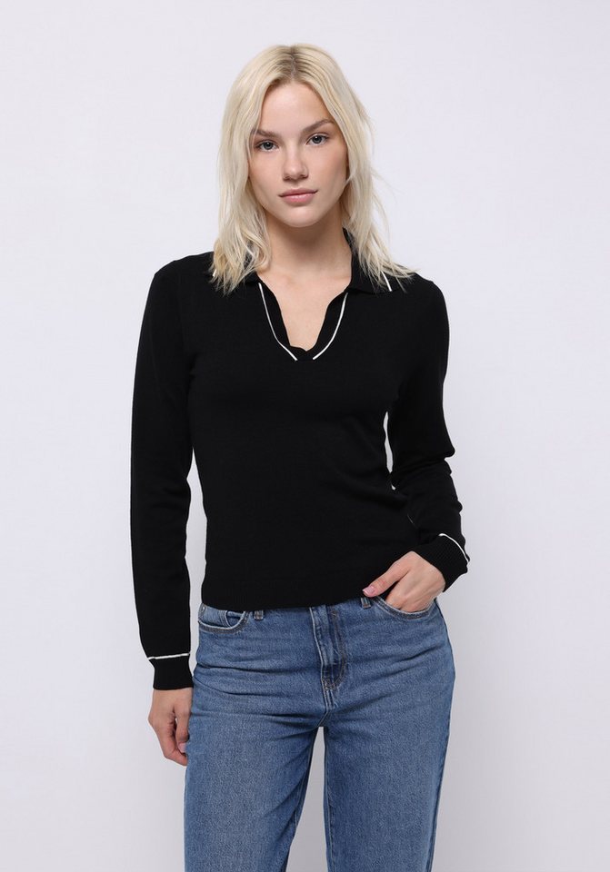 Colins Streifenpullover Colins Slim Fit Polokragen Unifarbener Damenpullover von Colins