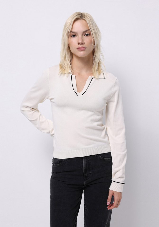 Colins Streifenpullover Colins Slim Fit Polokragen Unifarbener Damenpullover von Colins