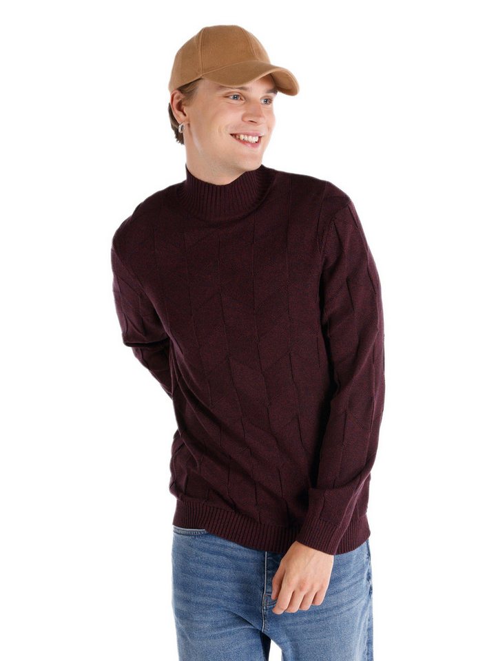 Colins Streifenpullover Colins Slim Fit Rollkragen-Jacquard-Herrenpullover von Colins