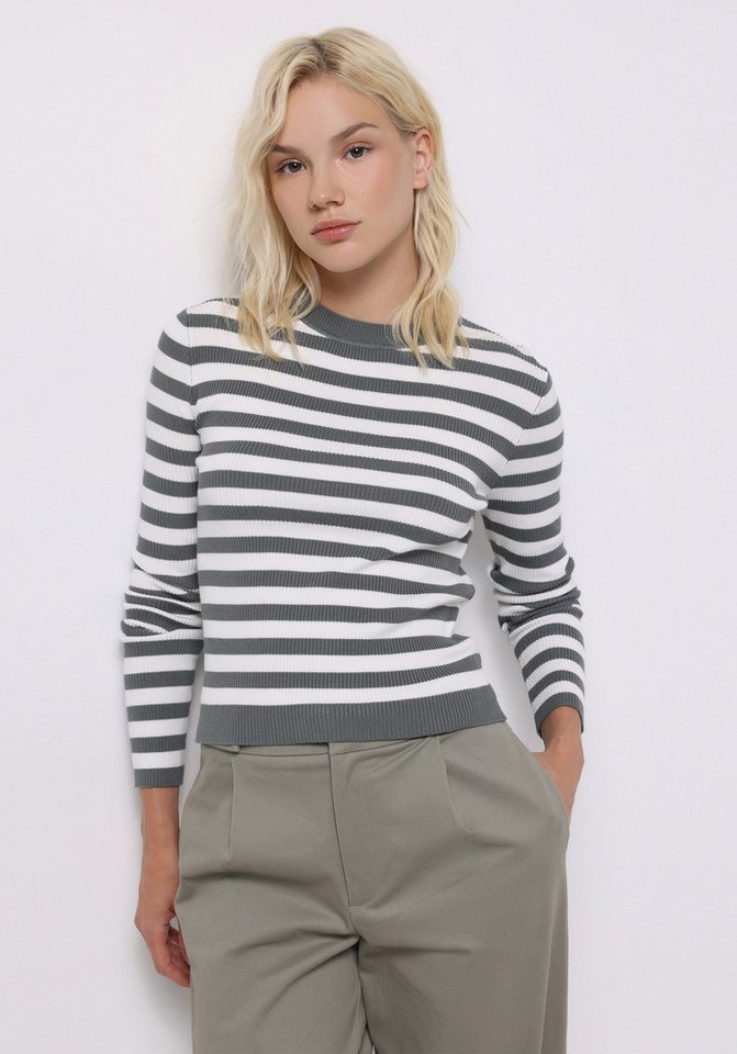 Colins Streifenpullover Colins Slim Fit Rundhals gestreifter Damenpullover in Grün von Colins