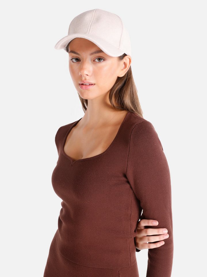 Colins Streifenpullover Colins Slim Fit Square Collar Plain Damen Braun Pullover von Colins