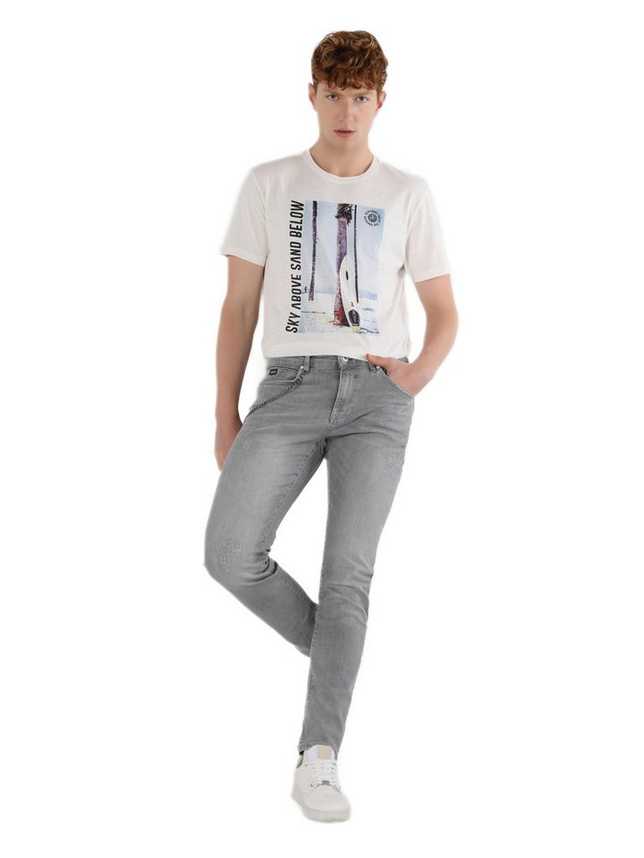 Colins Stretch-Jeans Danny Slim Fit Low Waist Straight Leg Graue Herren Jeans Hose von Colins