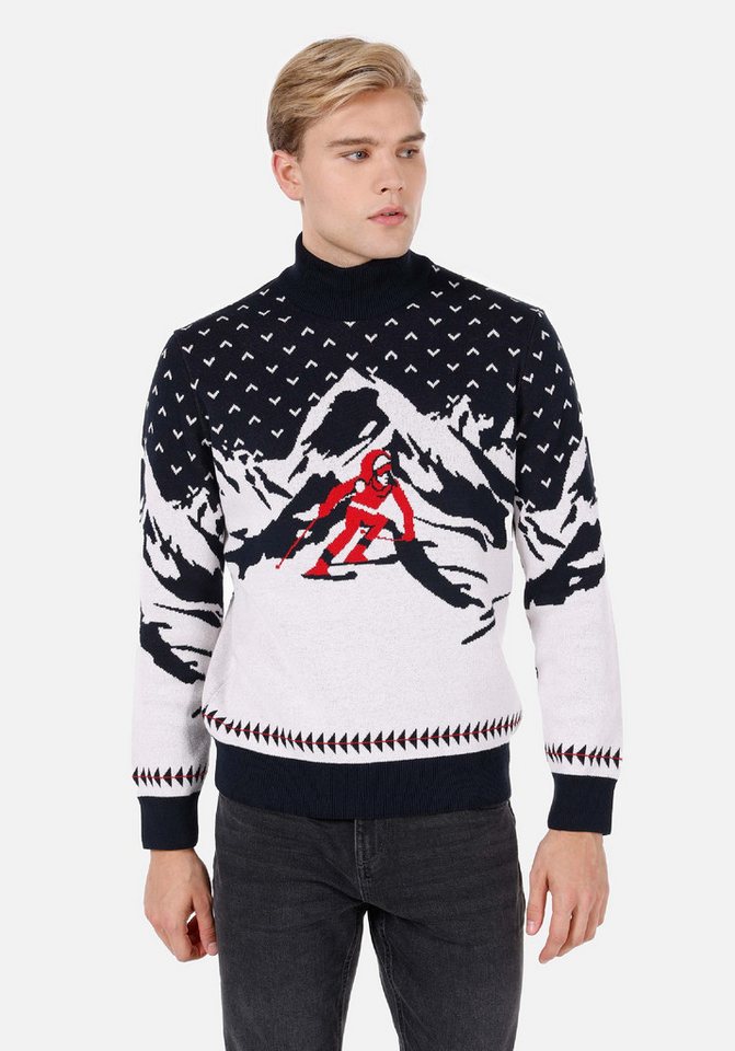 Colins Strickpullover Colins Regular Fit Jacquard-Herrenpullover mit halbem Rollkragen von Colins