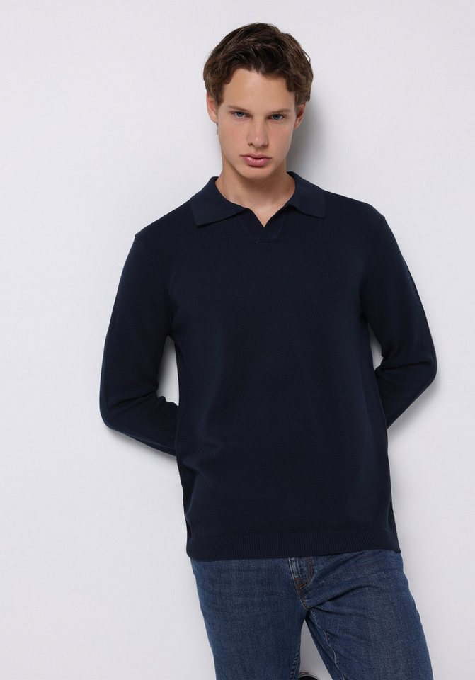 Colins Strickpullover Colins Regular Fit Polokragen-Jacquard-Herrenpullover von Colins