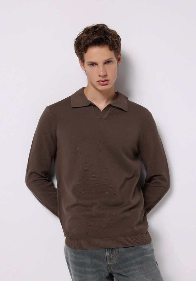 Colins Strickpullover Colins Regular Fit Polokragen-Jacquard-Herrenpullover von Colins