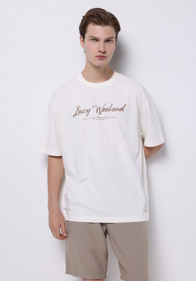 Colins T-Shirt Colins Oversize Fit Rundhalsausschnitt Plain Herren Weiß Kurzarm T-Shi von Colins