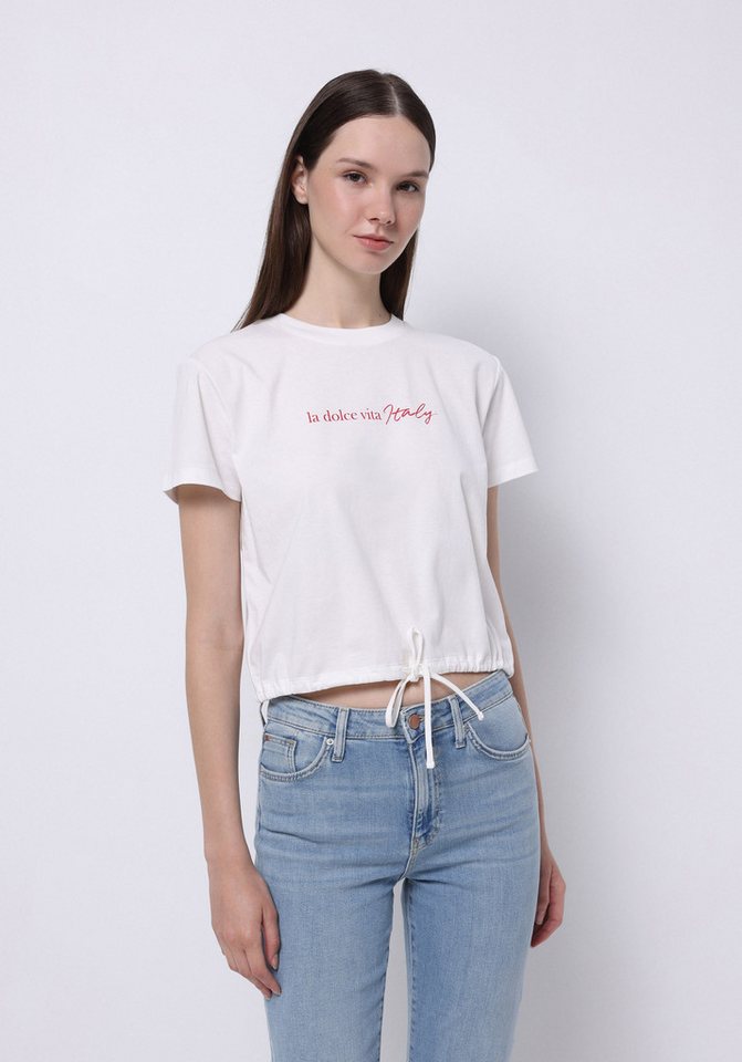 Colins T-Shirt Colins Regular Fit Damen-T-Shirt in Weiß mit kurzen Ärmeln von Colins