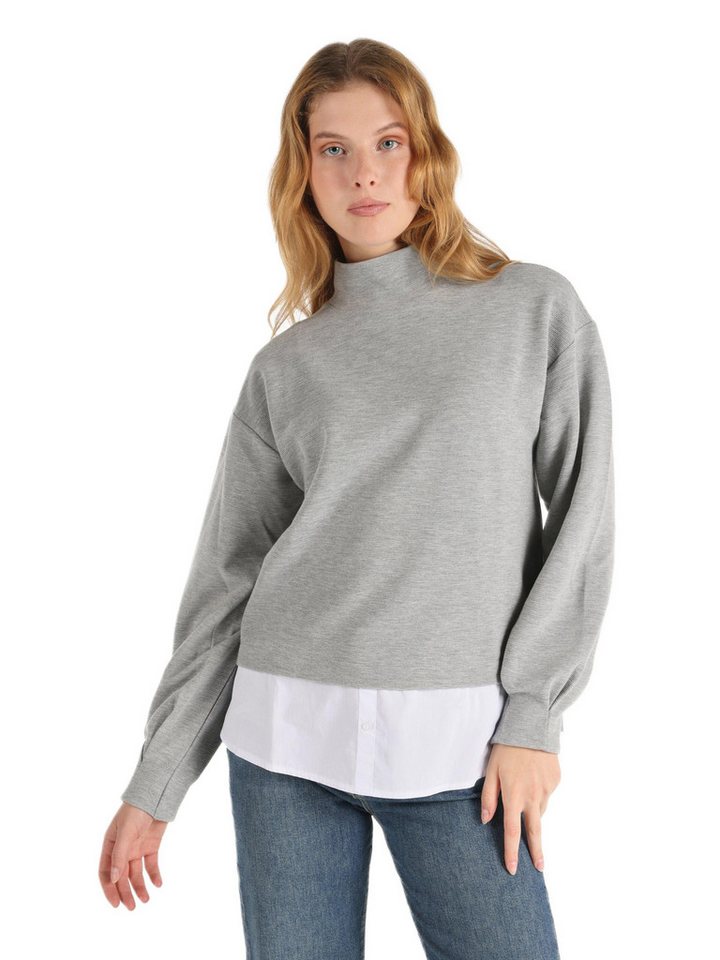 Colins T-Shirt Colins Regular Fit Half Turtleneck Plain Damen Grau Langarm T-Shirt von Colins