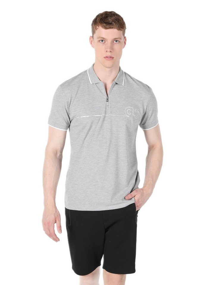 Colins T-Shirt Colins Regular Fit Polo Collar Plain Herren Grau Kurzarm T-Shirt von Colins