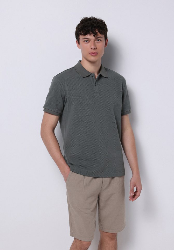 Colins T-Shirt Colins Regular Fit Polo Neck Jacquard Herren-T-Shirt in Weiß mit kurze von Colins