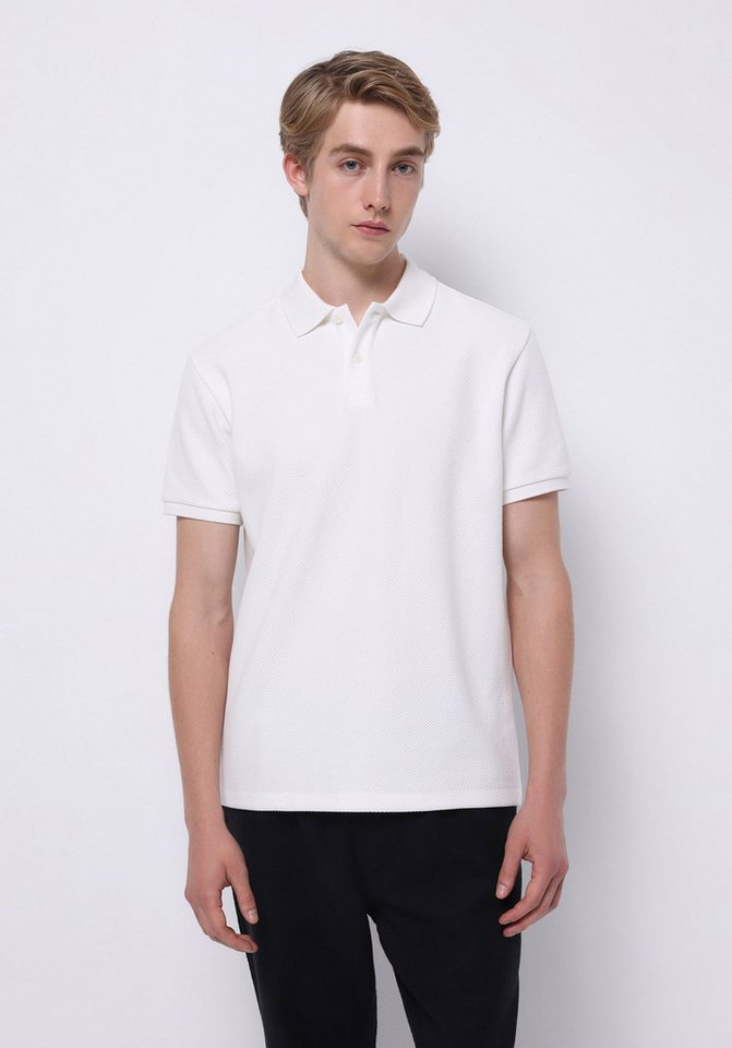 Colins T-Shirt Colins Regular Fit Polo Neck Jacquard Herren-T-Shirt in Weiß mit kurze von Colins