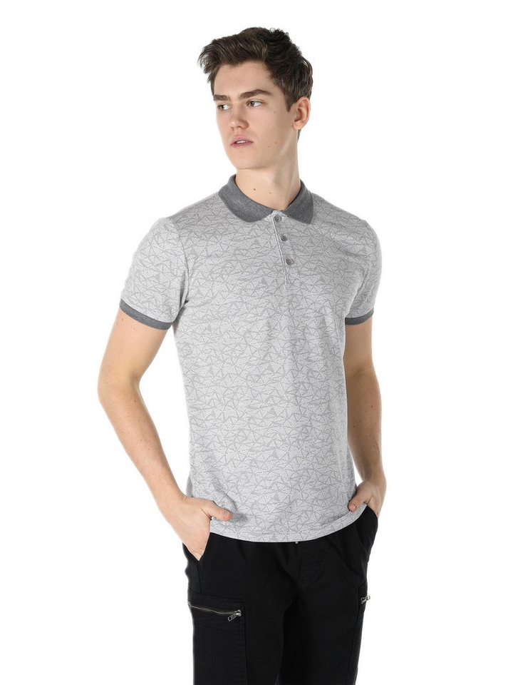 Colins T-Shirt Colins Regular Fit Polokragen Herren-T-Shirt in Grau mit kurzen Ärmeln von Colins