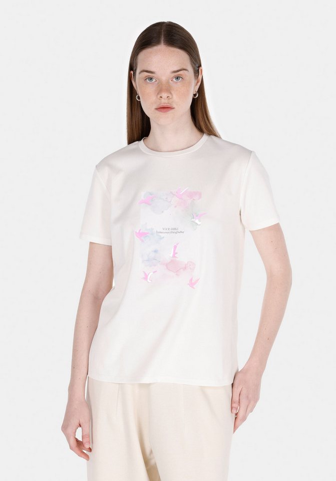 Colins T-Shirt Colins Regular Fit Rundhals-T-Shirt für Damen in Weiß mit kurzen Ärmel von Colins