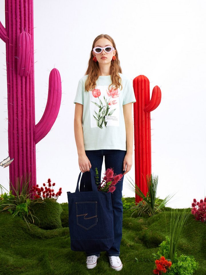 Colins T-Shirt Colins Regular Fit Rundhals bedrucktes Damen-Kurzarm-T-Shirt von Colins