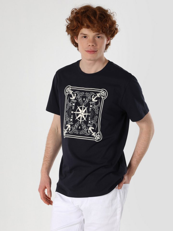 Colins T-Shirt Colins Regular Fit Rundhalsausschnitt Einfarbiges Herren Kurzarm-T-Shi von Colins