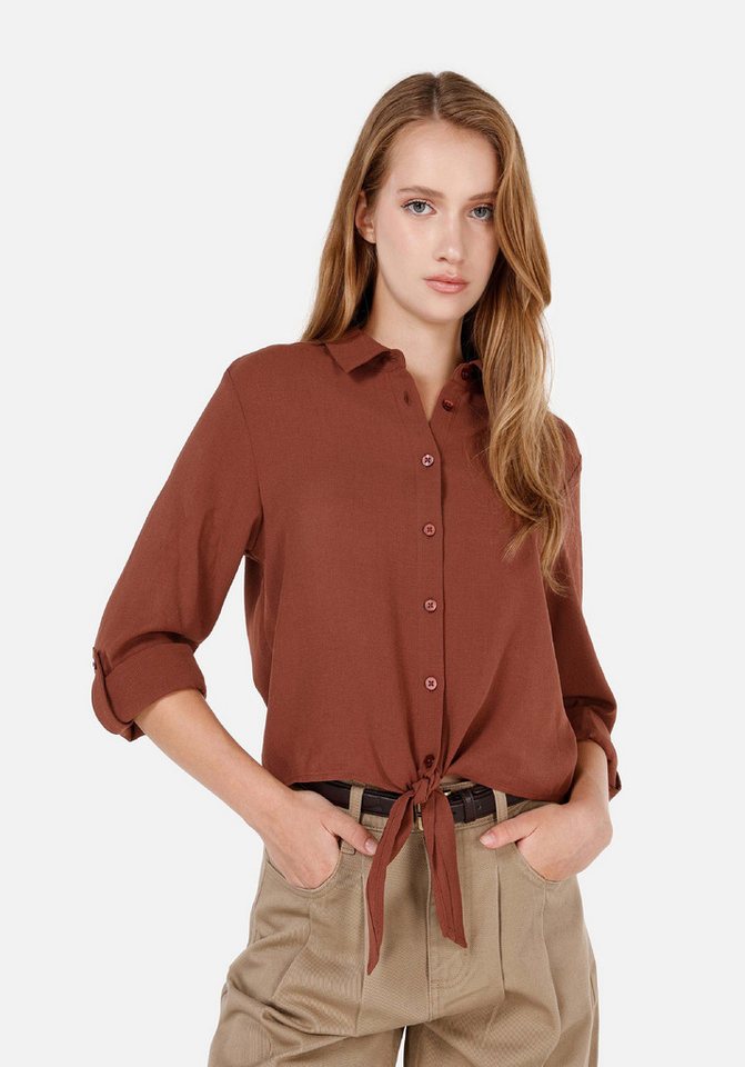 Colins T-Shirt Colins Regular Fit Shirt Neck Damen Braunes Roll-Up-Shirt von Colins
