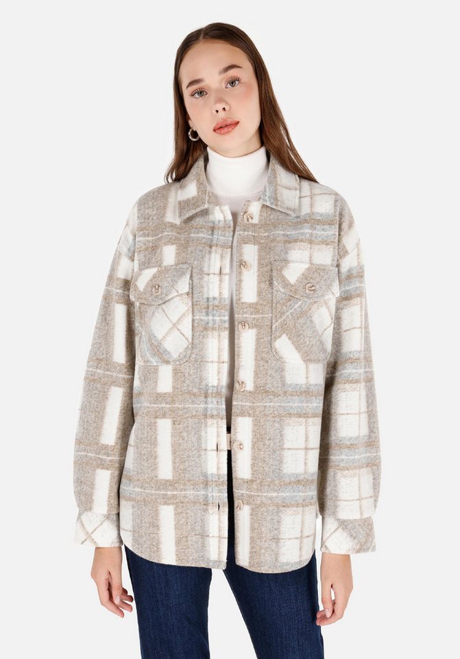 Colins T-Shirt Colins Regular Fit Shirt Neck Damen Grau Langarmshirt von Colins