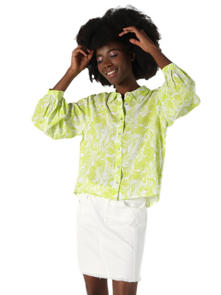 Colins T-Shirt Colins Regular Fit Shirt Neck Floral Damen Grünes Langarmhemd von Colins