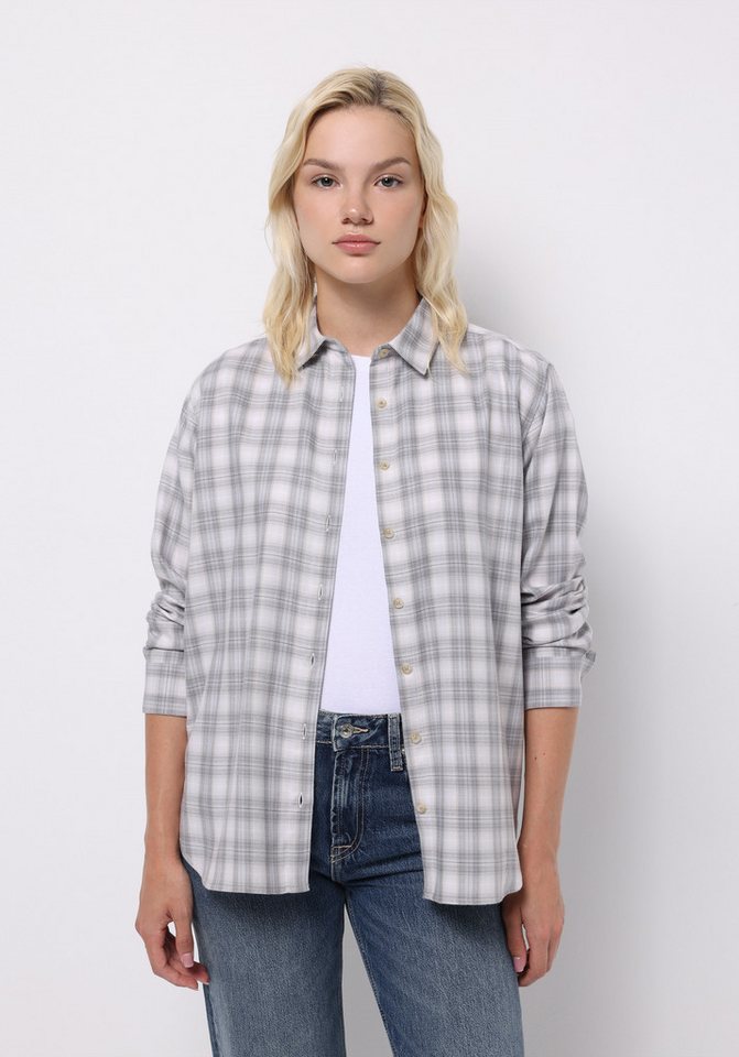 Colins T-Shirt Colins Regular Fit Shirt Neck Plaid Damen Blau Langarmhemd von Colins