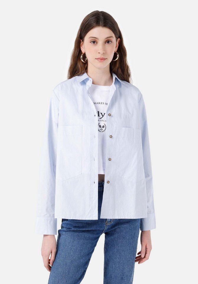 Colins T-Shirt Colins Regular Fit Shirt Neck Plain Damen Blau Langarmshirt von Colins