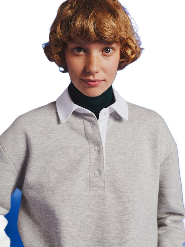 Colins T-Shirt Colins Regular Fit Shirt Neck Plain Damen Grau Langarm T-Shirt von Colins